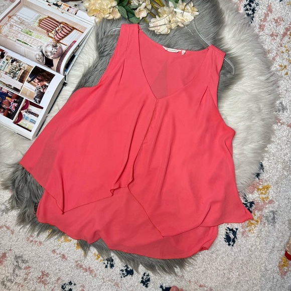 Soft Surroundings Coral Flutter Layered Women’s Shell Sleeveless Blouse Sz XL - Picture 11 of 11